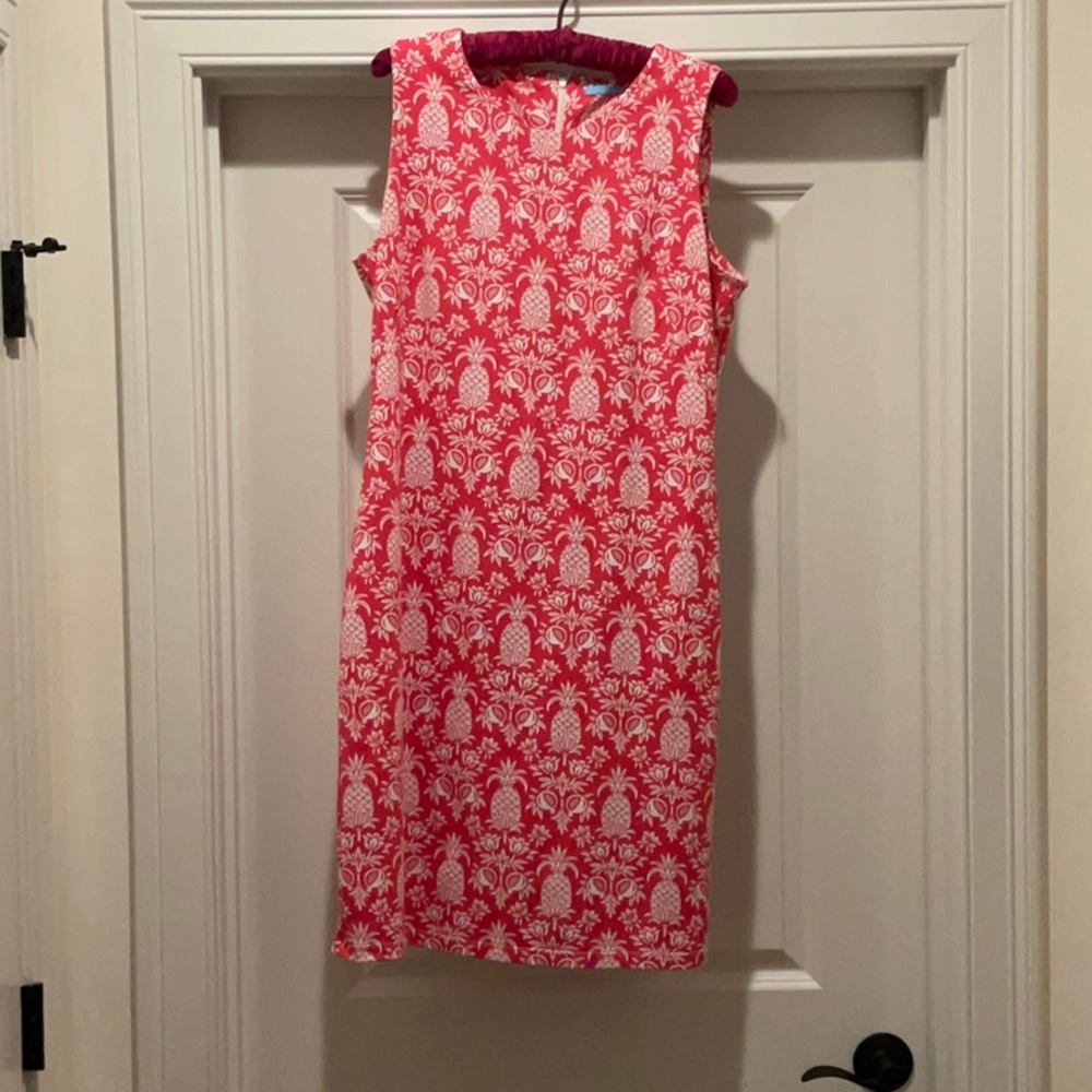 Sleeveless deep coral dress